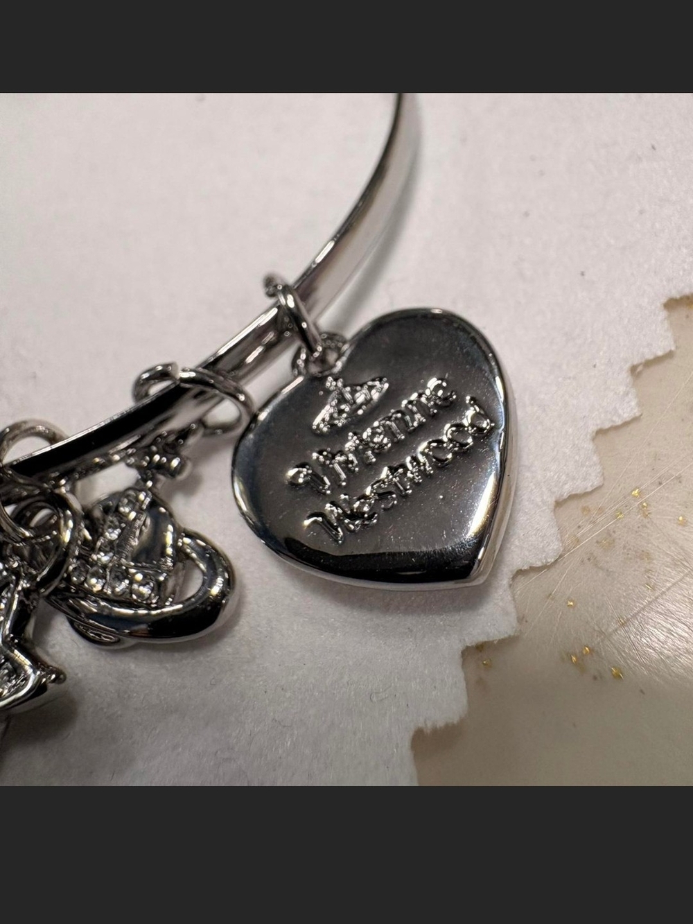 New Vivienne Westwood Silver Tone Logo Bracelet with Star & Heart Charms - Picture 3 of 4